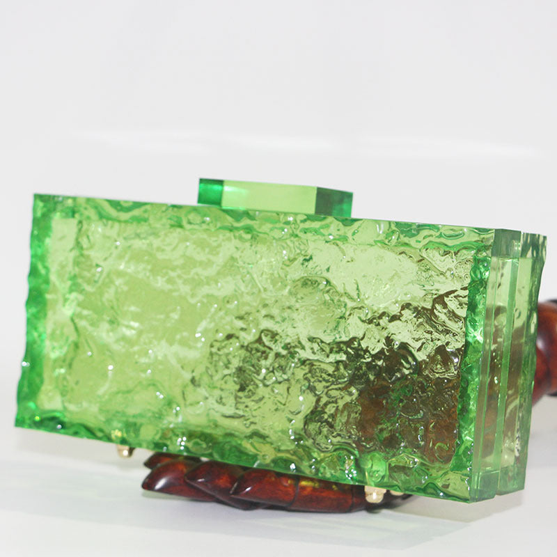 Women's Fluorescent Green Fashion Hand Grip Acrylic Simple Evening Bags