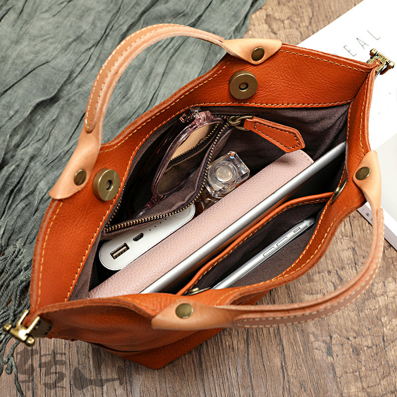 Women's Top Layer Cowhide Handmade Retro Easy Shoulder Bags