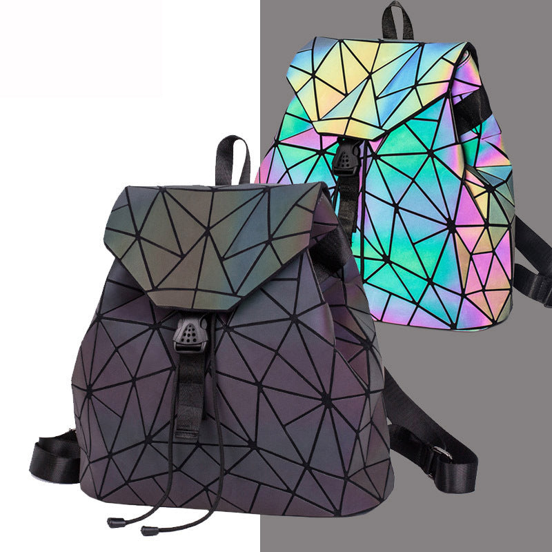 Women's Geometric Rhombus Luminous Korean Style Backpacks