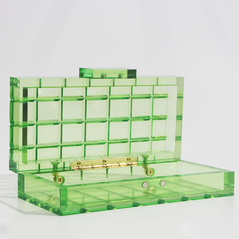 Women's Fluorescent Green Fashion Hand Grip Acrylic Simple Evening Bags