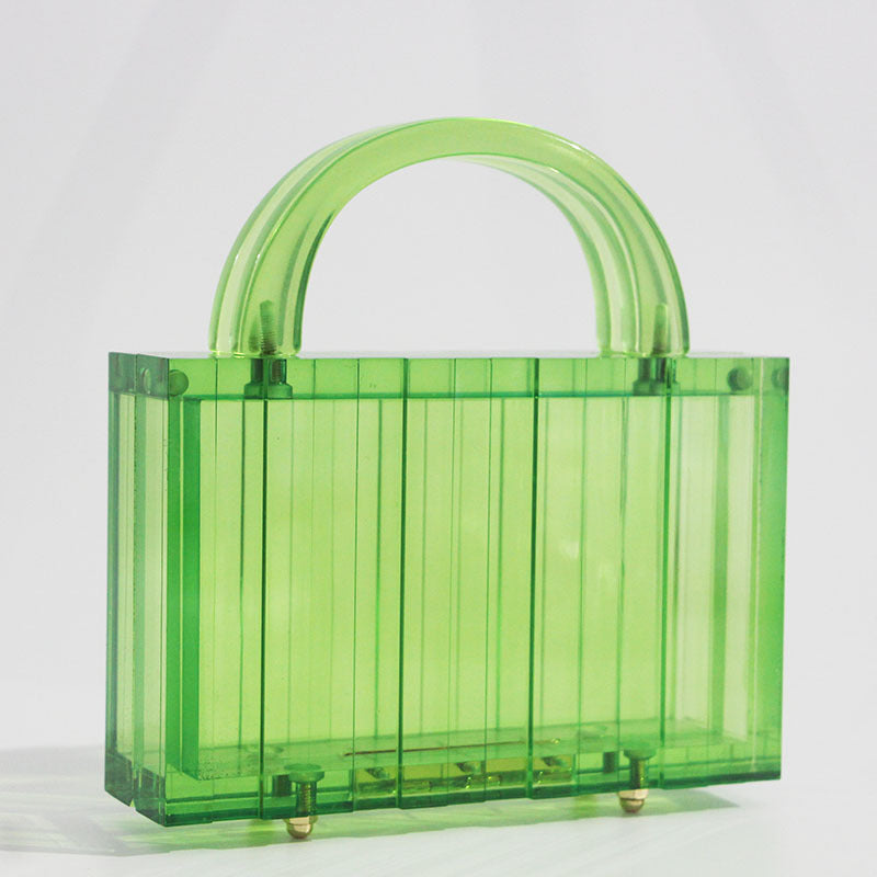 Women's Fluorescent Green Fashion Hand Grip Acrylic Simple Evening Bags