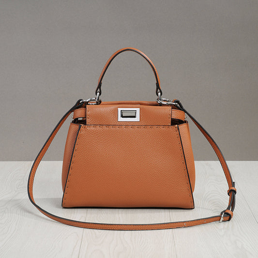 Women's Wire With Cat Design Genuine Leather V Trendy Crossbody Bags