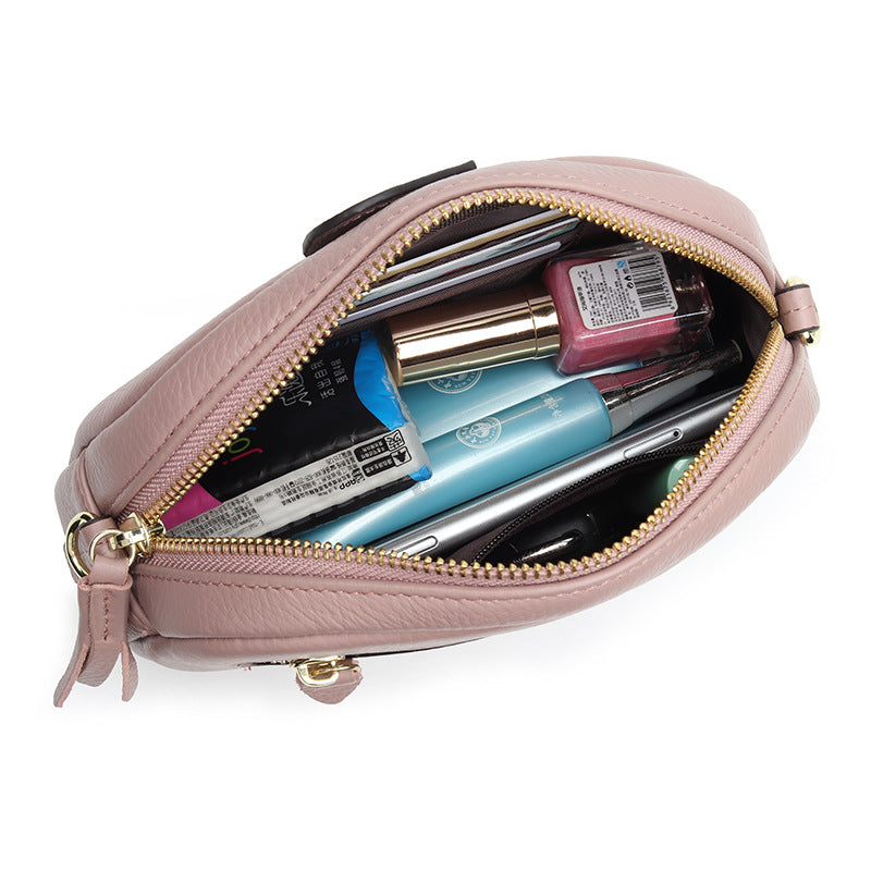 Women's Leather Summer Clutch Zipper Creative Round Crossbody Bags