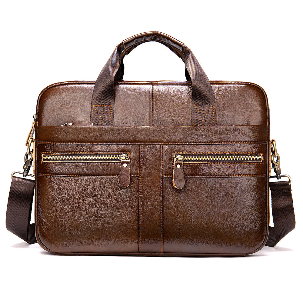 Men's First Layer Cowhide Genuine Leather Computer Men's Briefcases
