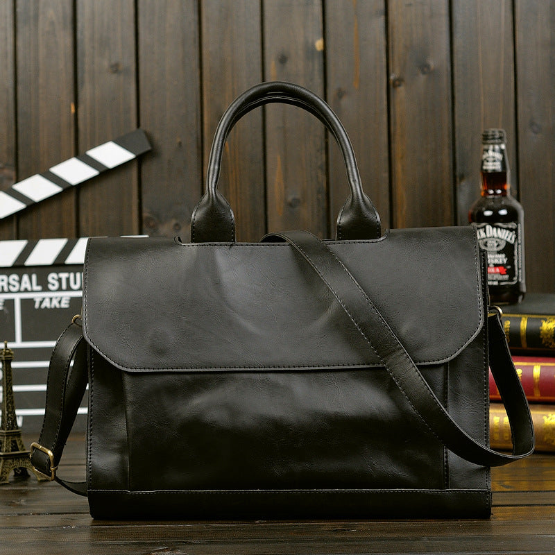 Men's Retro Korean Crazy Horse Leather Business Bags