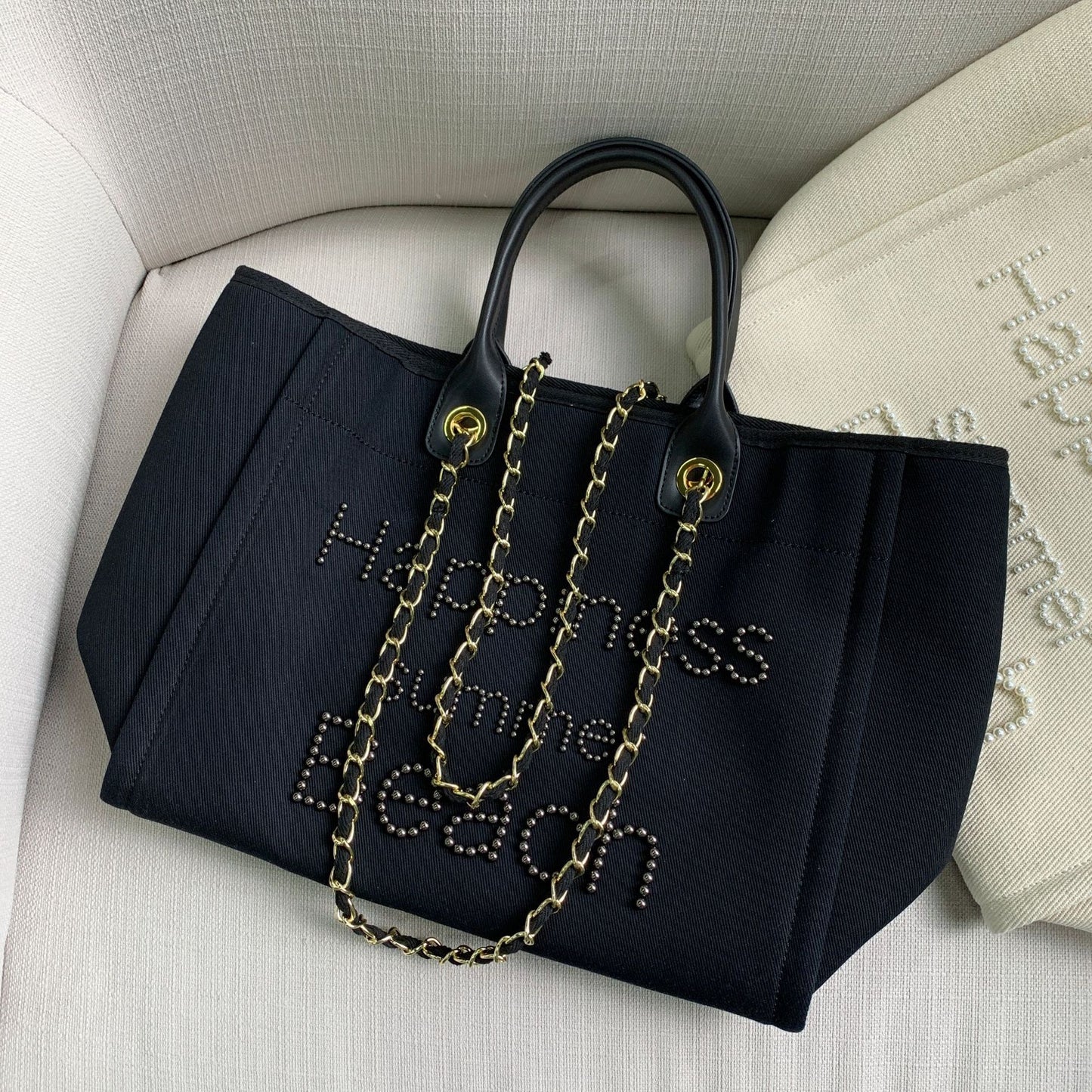 Women's With Leather Portable Chain Pearl Beach Shoulder Bags