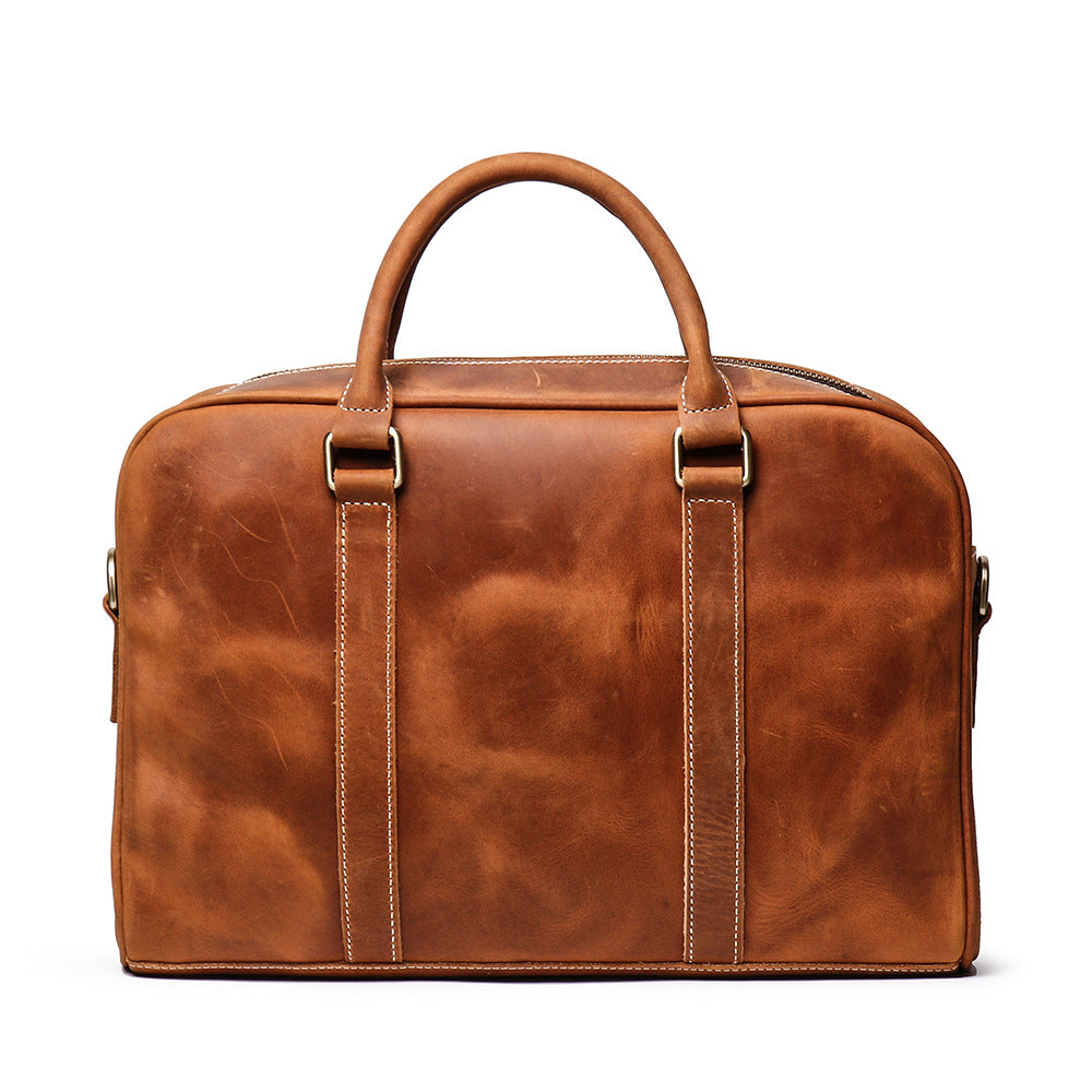 Men's Leather Portable Crazy Horse Large Capacity Men's Handbags