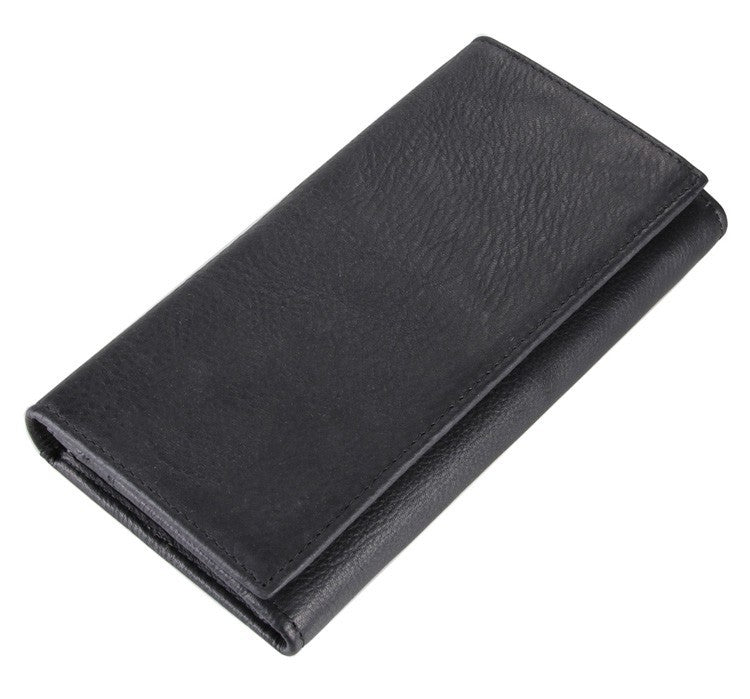 Vintage Long Genuine Leather First Layer Cowhide Men's Wallets