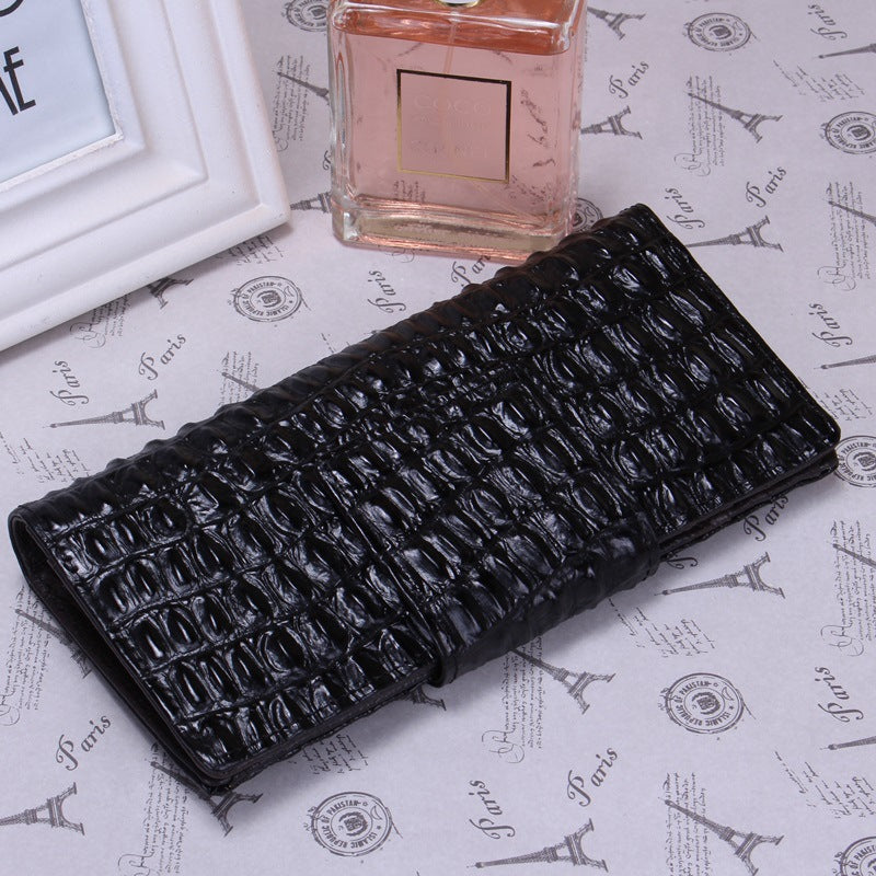 Women's Korean Genuine Leather Crocodile Pattern Snake Mid-length Ladies Wallets