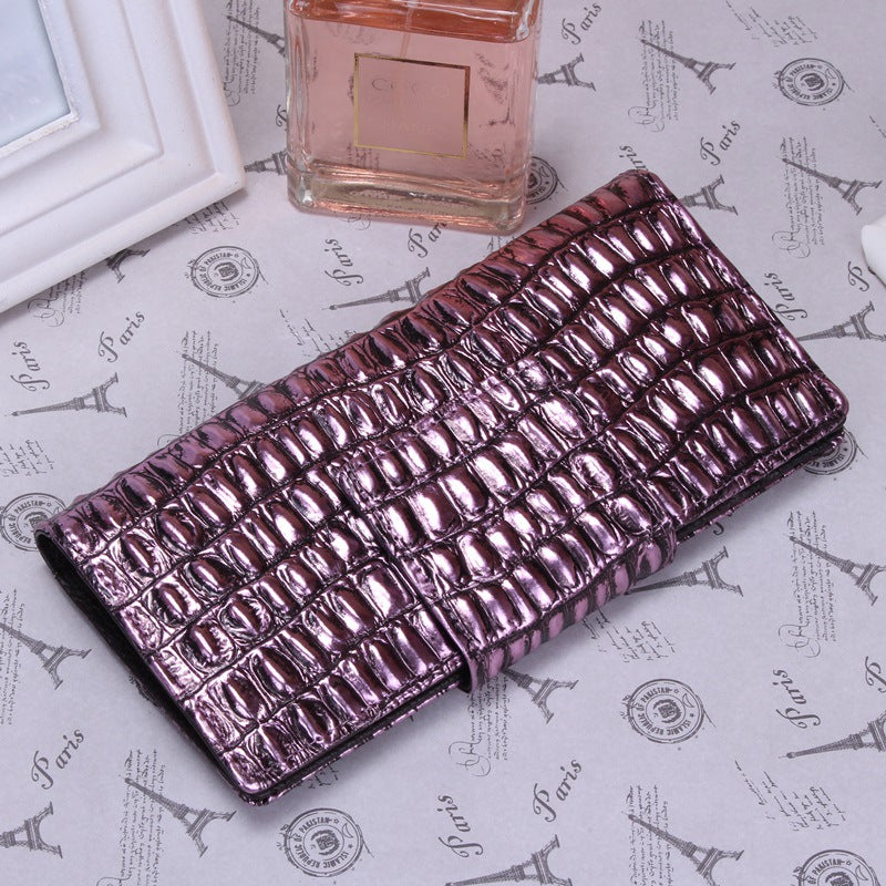 Women's Korean Genuine Leather Crocodile Pattern Snake Mid-length Ladies Wallets