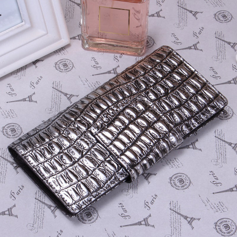 Women's Korean Genuine Leather Crocodile Pattern Snake Mid-length Ladies Wallets