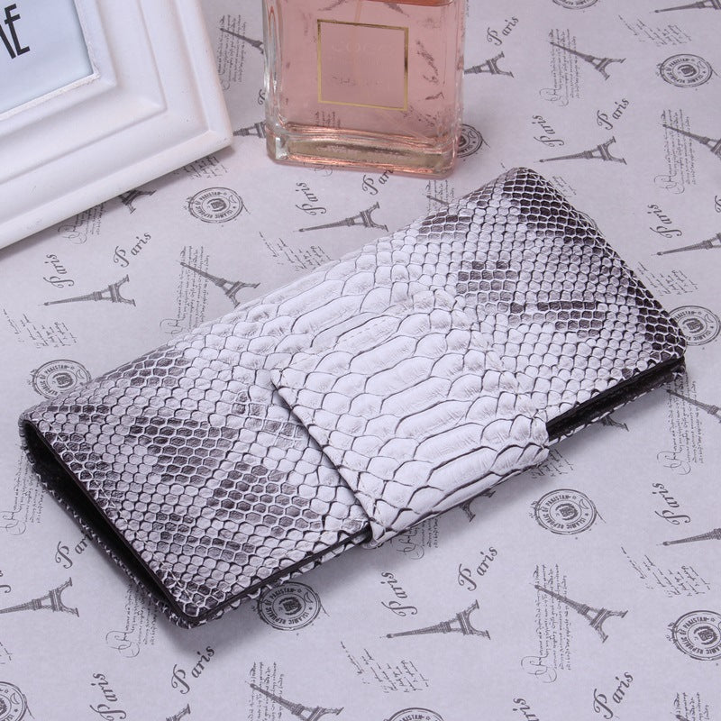 Women's Korean Genuine Leather Crocodile Pattern Snake Mid-length Ladies Wallets