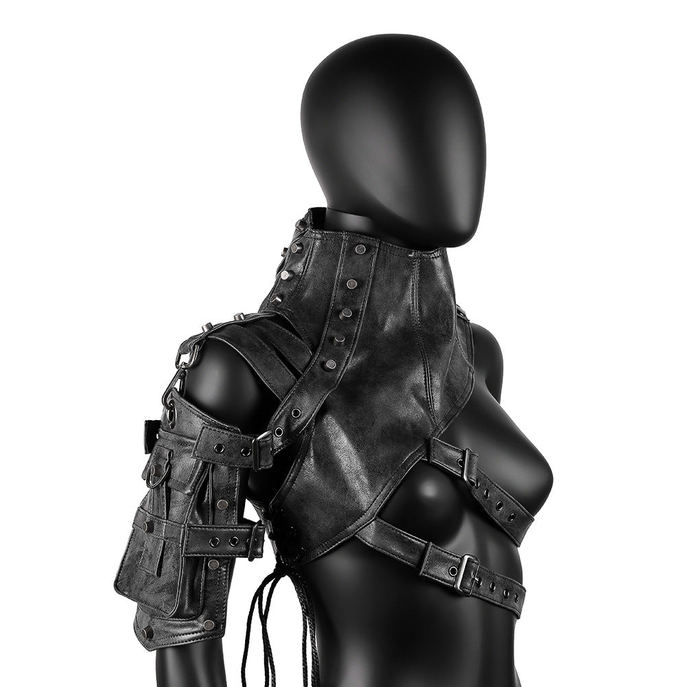 Women's Female Leather Armor Male Stage Performance Bags
