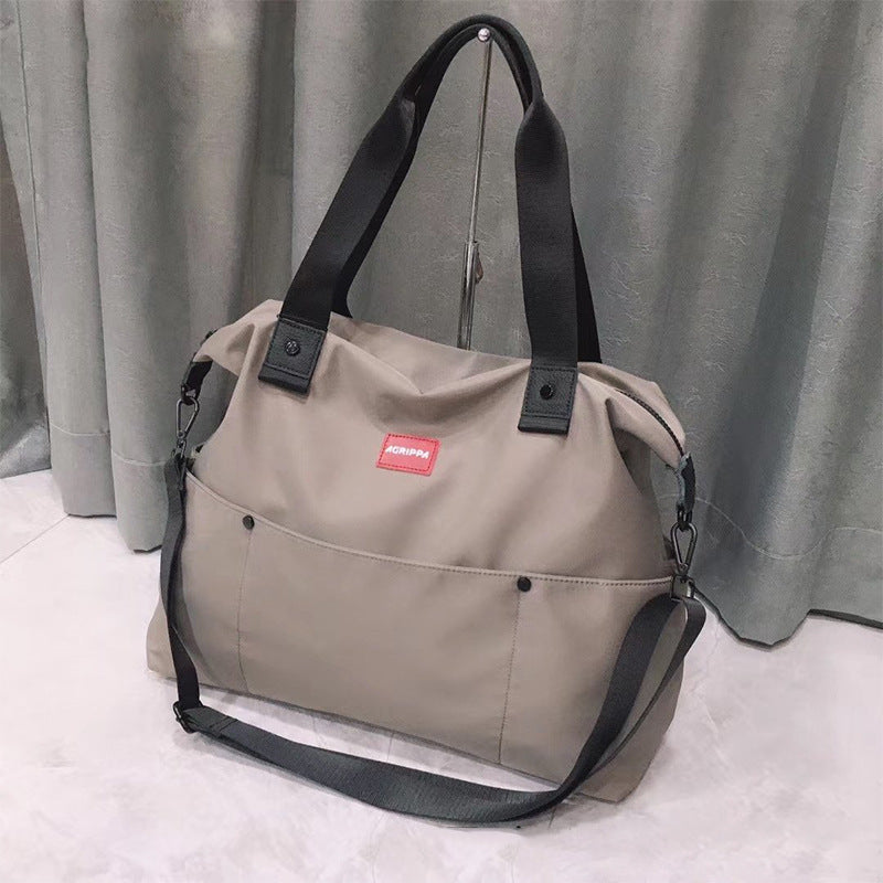 Korean Style Nylon Cloth With Leather Shoulder Bags