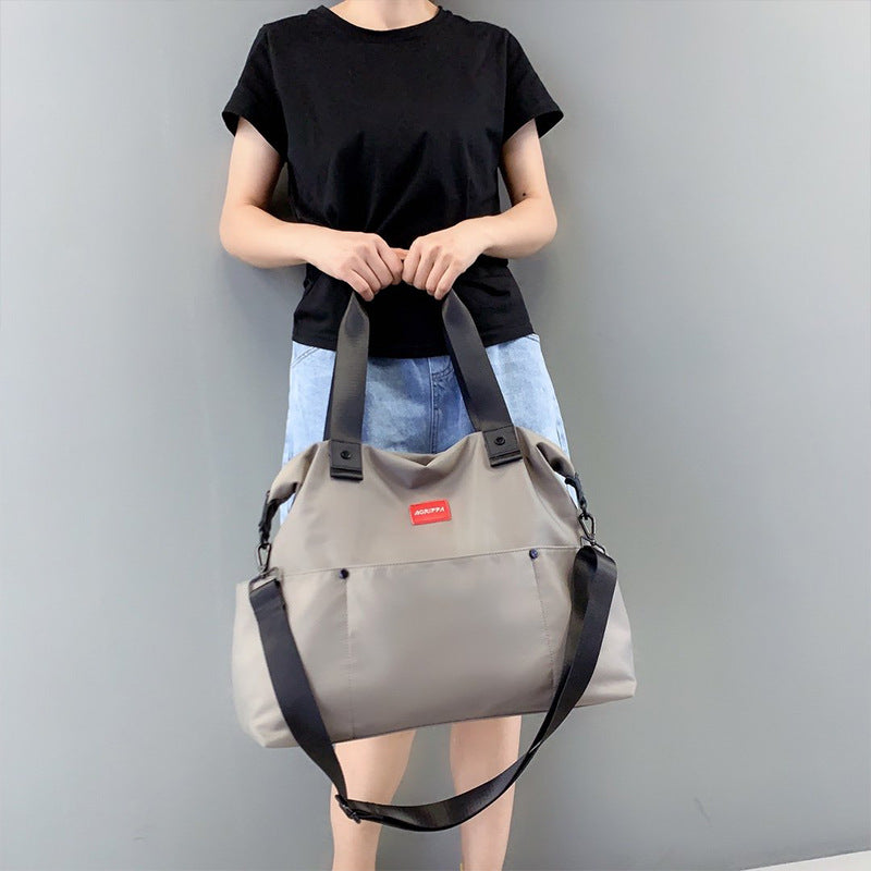 Korean Style Nylon Cloth With Leather Shoulder Bags