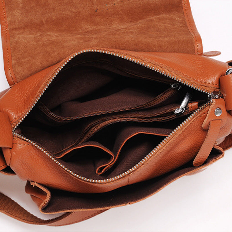 Women's Fashionable Simple Cowhide Motorcycle Top Layer Bags