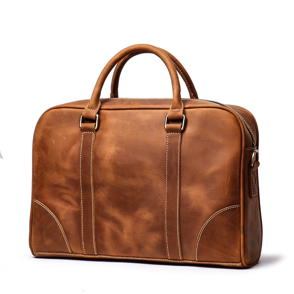 Men's Leather Portable Crazy Horse Large Capacity Men's Handbags