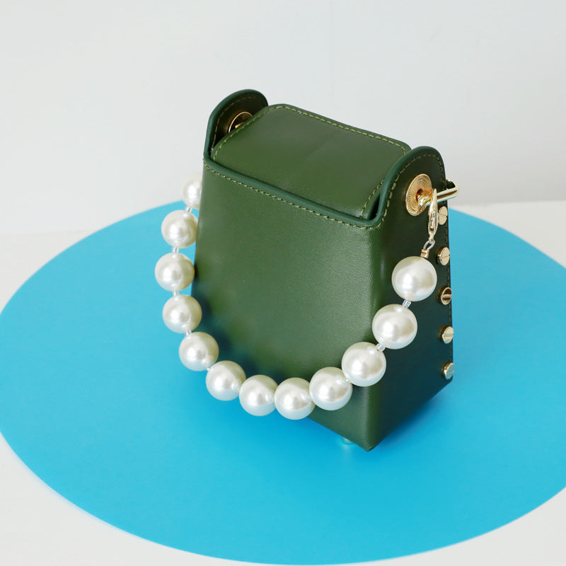 Mini Cigarette Cowhide With Pearl Trendy Shoulder Bags