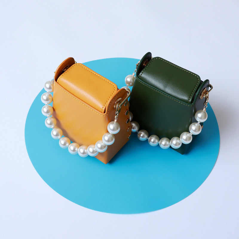 Mini Cigarette Cowhide With Pearl Trendy Shoulder Bags