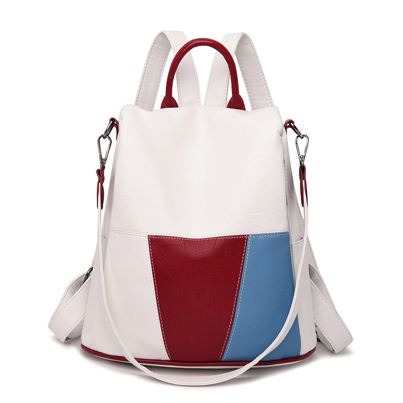 Women's White Western Style Genuine Leather Fashionable Backpacks