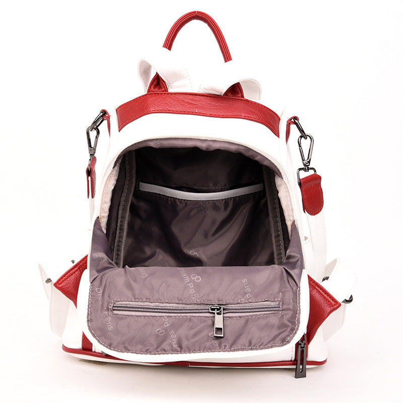 Women's White Western Style Genuine Leather Fashionable Backpacks