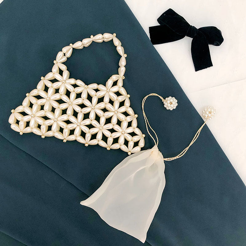 Imitation Pearl Handmade Beaded Portable Banquet Female Handbags