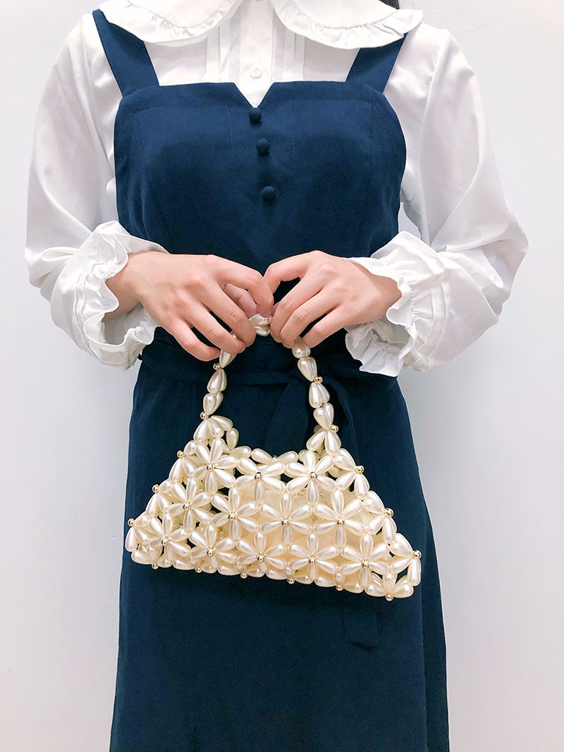 Imitation Pearl Handmade Beaded Portable Banquet Female Handbags