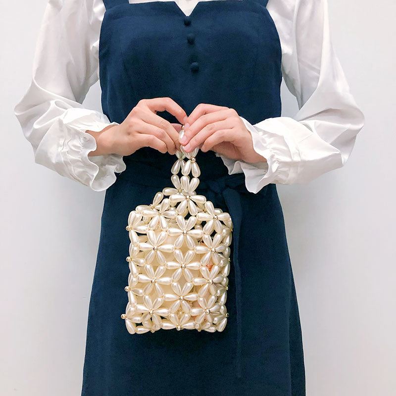 Imitation Pearl Handmade Beaded Portable Banquet Female Handbags