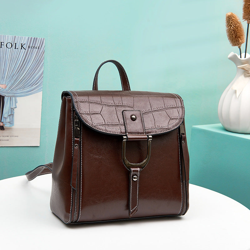 Women's Genuine Leather Fashion Retro Trendy Backpacks