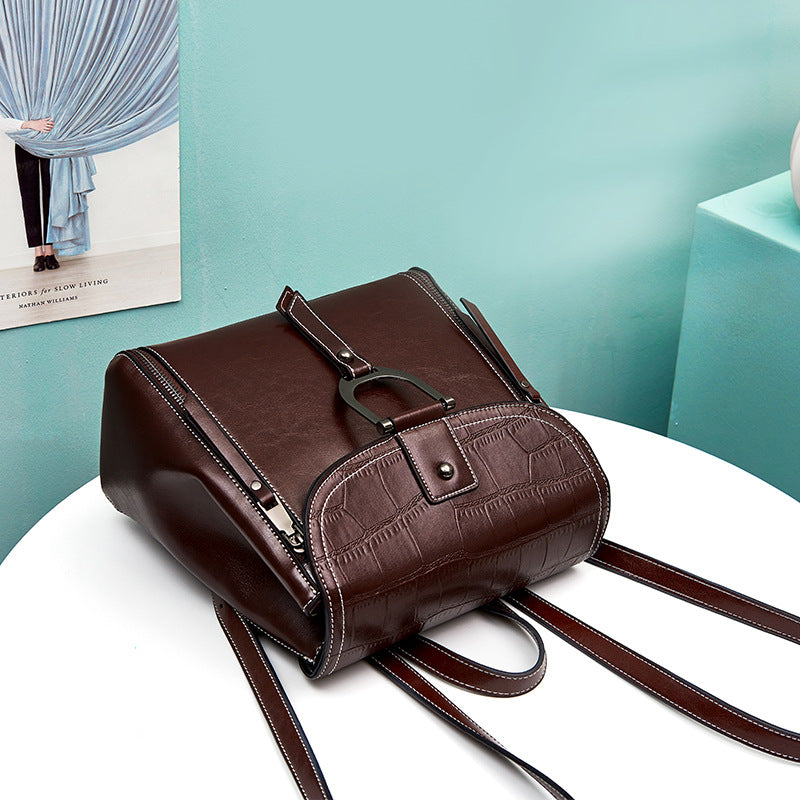 Women's Genuine Leather Fashion Retro Trendy Backpacks