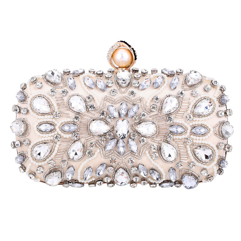 Women's Embroidery Rhinestone Beaded Diamond Clutch Dinner Evening Bags