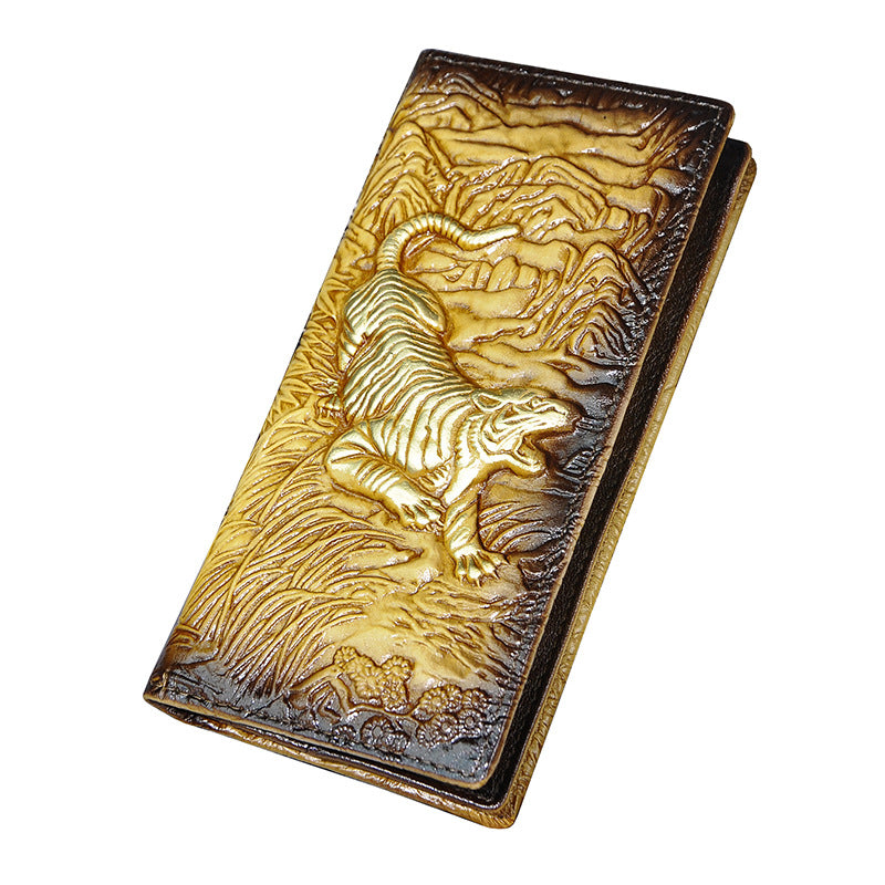 Men's Vegetable Tanned Leather Retro Simple Large Men's Wallets