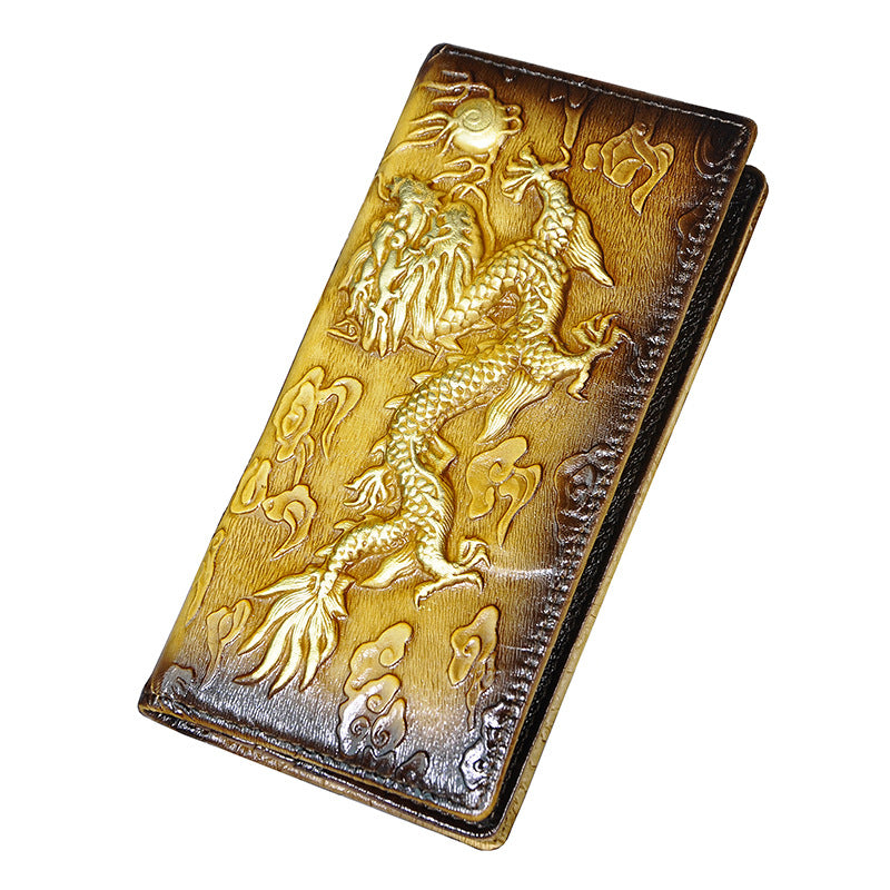 Men's Vegetable Tanned Leather Retro Simple Large Men's Wallets