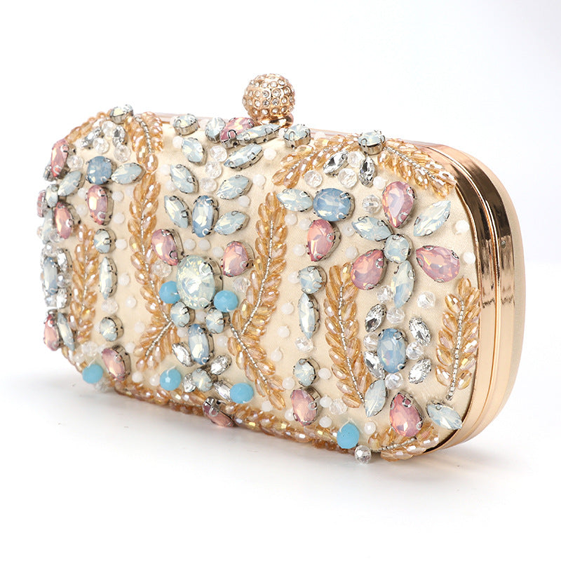Women's Rhinestone Handmade Beaded Three-dimensional Chain Commuter Evening Bags