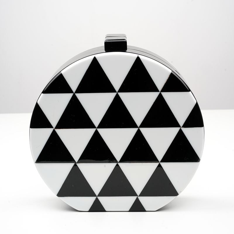Stripe Stitching Acrylic Fashion Street Shooting Clutch Bags