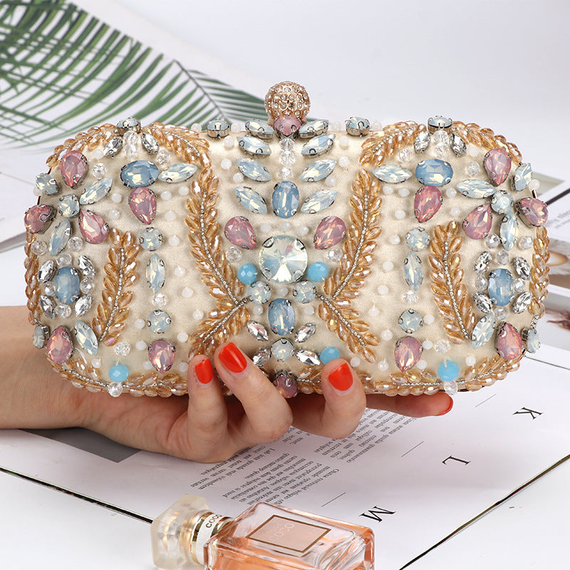 Women's Rhinestone Handmade Beaded Three-dimensional Chain Commuter Evening Bags