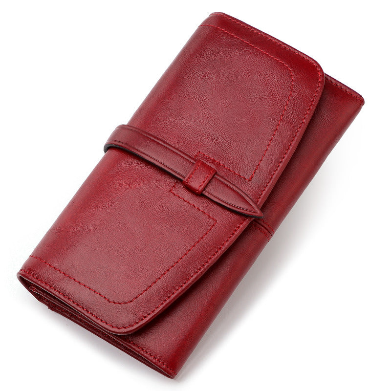 Women's Long Zip Large Capacity First Layer Ladies Wallets