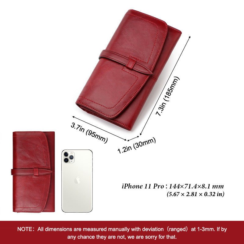 Women's Long Zip Large Capacity First Layer Ladies Wallets