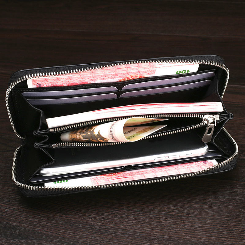 Men's Crocodile Skin Bone Leather Genuine Clutch Men's Wallets