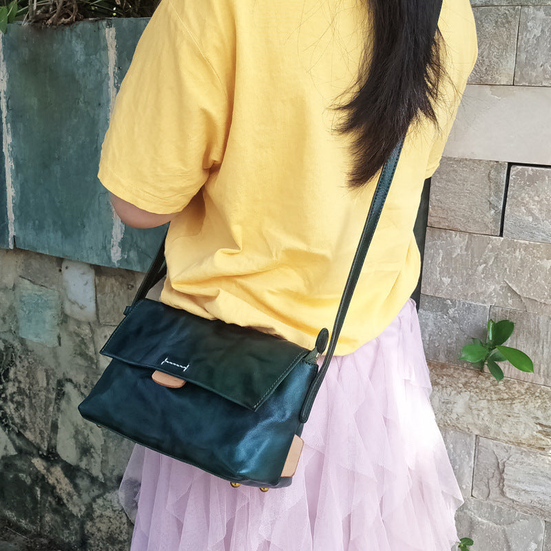 Women's Vegetable Tanned Tanning Handmade Vintage Leather Crossbody Bags