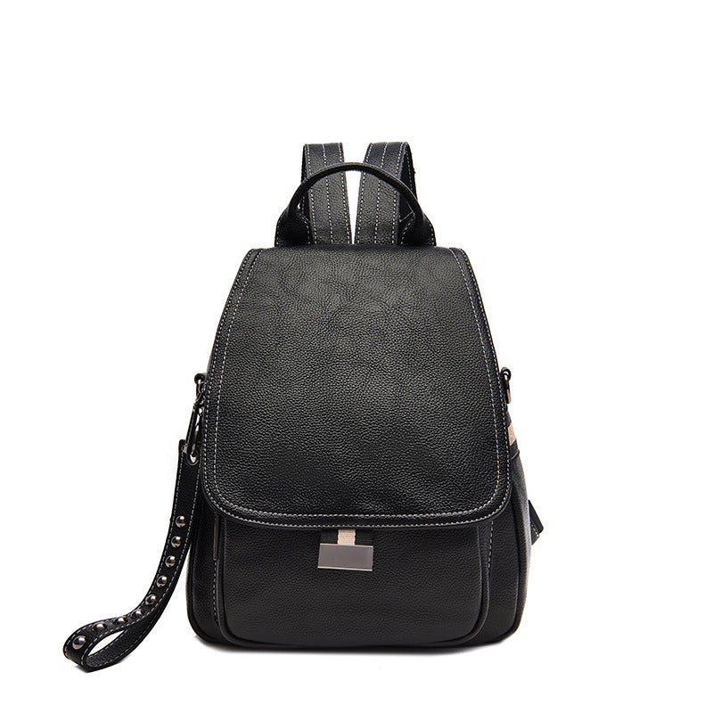 Women's Retro Fashion Soft Leather Large Capacity Backpacks