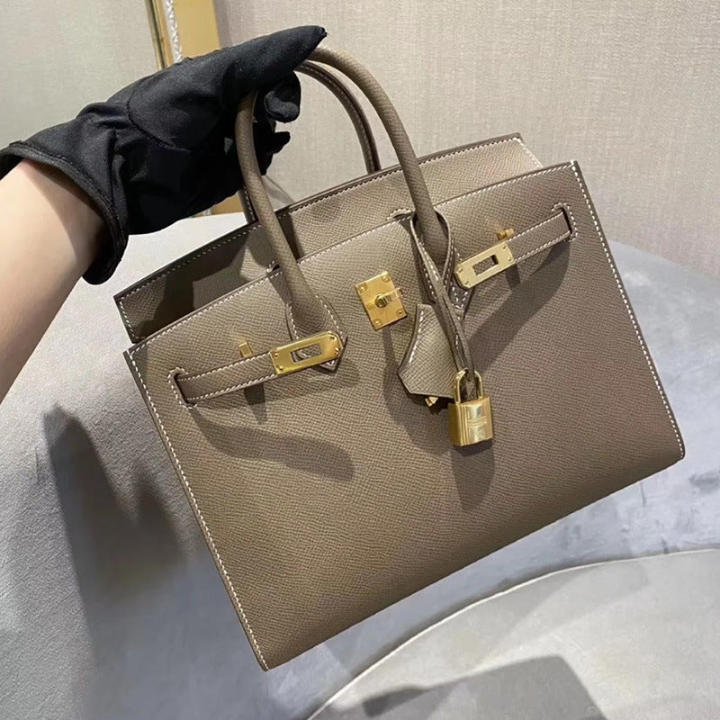 Palm Print Large Capacity Bridal Wedding Cowhide Kelly Handbags