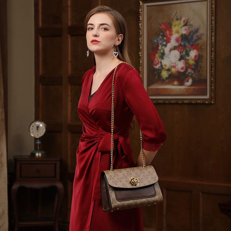 Women's Chain Vintage Printed Camellia Simple Fashion Shoulder Bags