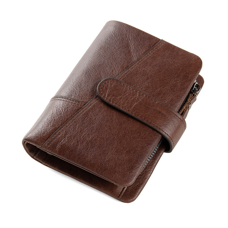 Men's Retro Short First Layer Cowhide Swiping Large Capacity Men's Wallets