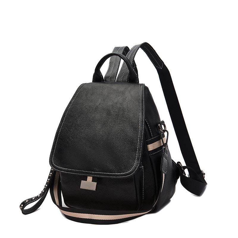 Women's Retro Fashion Soft Leather Large Capacity Backpacks