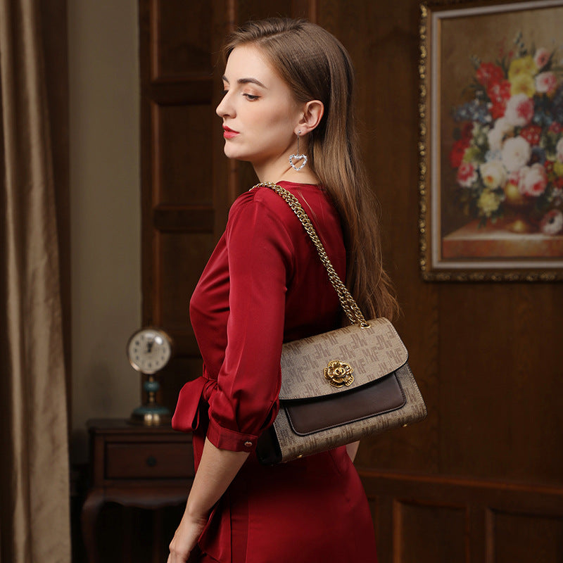 Women's Chain Vintage Printed Camellia Simple Fashion Shoulder Bags