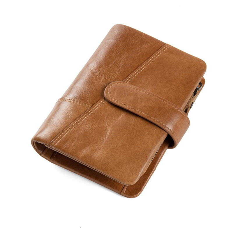 Men's Retro Short First Layer Cowhide Swiping Large Capacity Men's Wallets