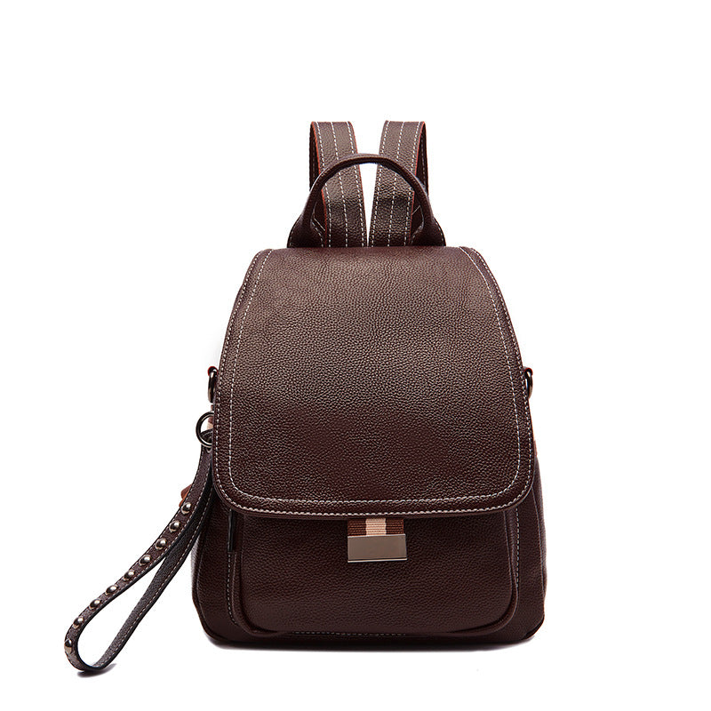 Women's Retro Fashion Soft Leather Large Capacity Backpacks