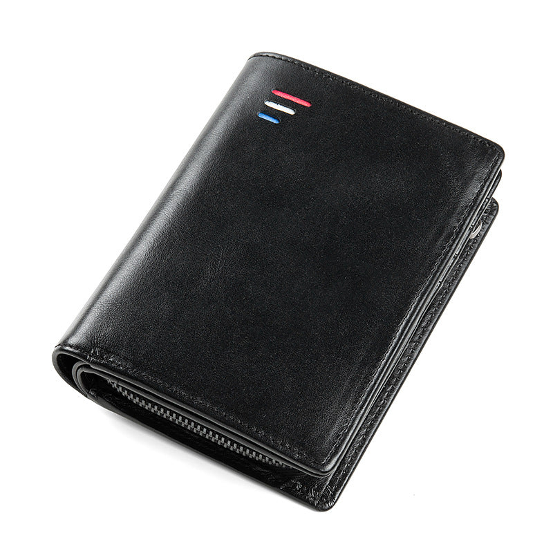 Short First Layer Cowhide Large Capacity Men's Wallets