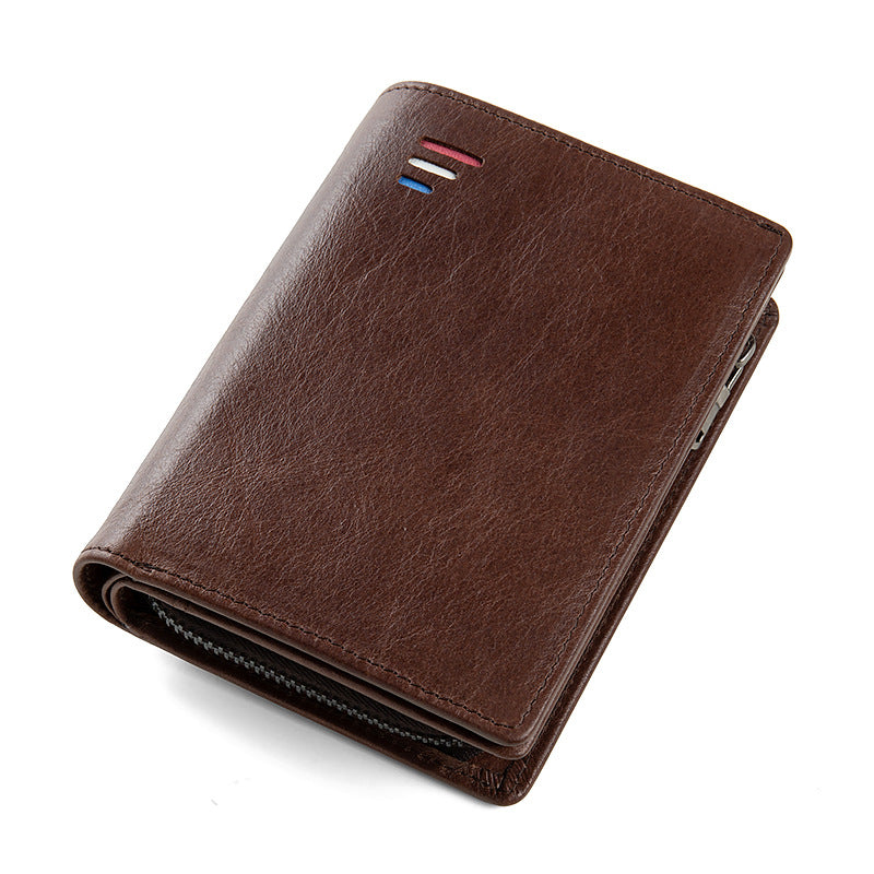 Short First Layer Cowhide Large Capacity Men's Wallets